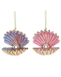 Gisela Graham Pastel/Gold Shell w Pearl Decoration x2